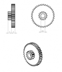 Concentric Double Gear (0,8 Module - 14-40 Tooth) - Thumbnail